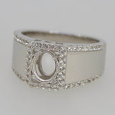 Men's Sterling Silver Semi Mount Ring Setting Oval OV 8x6mm Halo - Syzjewelry